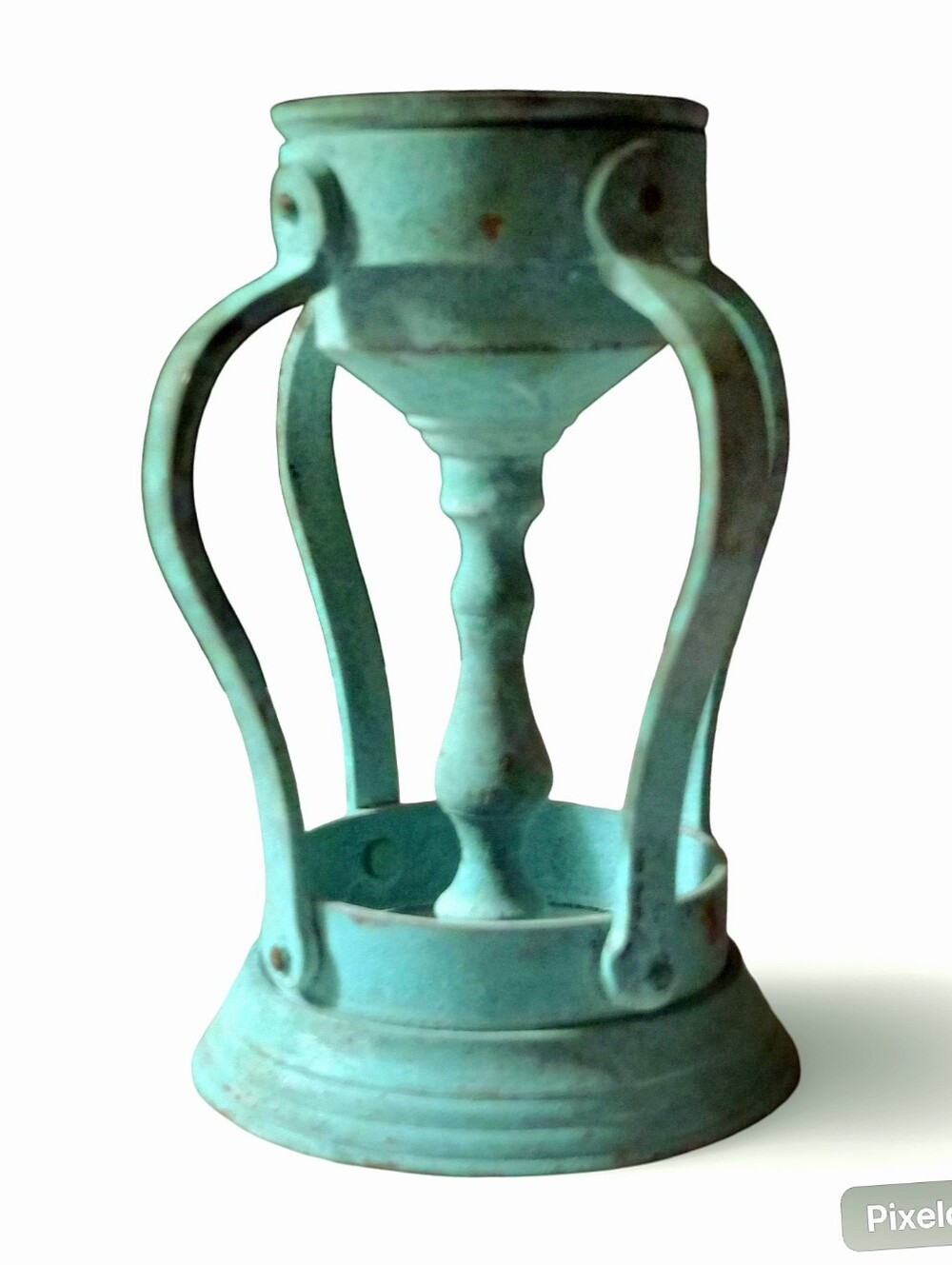 Vintage Industrial Style Candle Holder Verdigris Patina Green Heavy